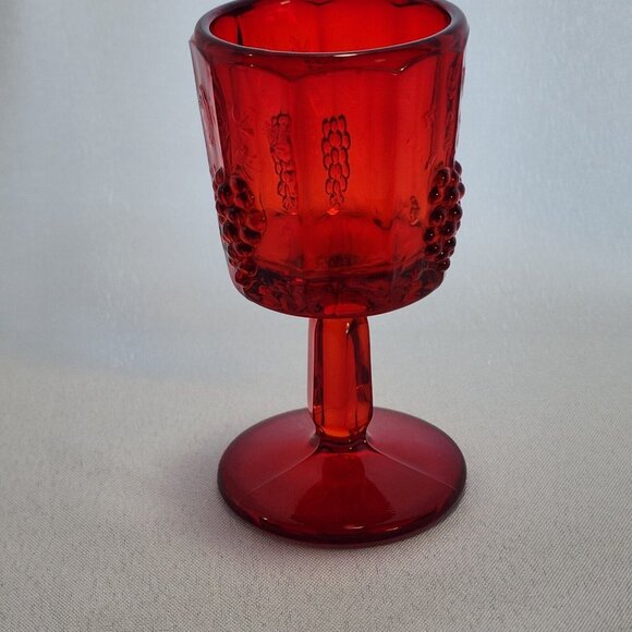 Wright Paneled Grape Ruby Wine Glass 4" Westmoreland vtg sweet wine liqueur - Picture 6 of 8